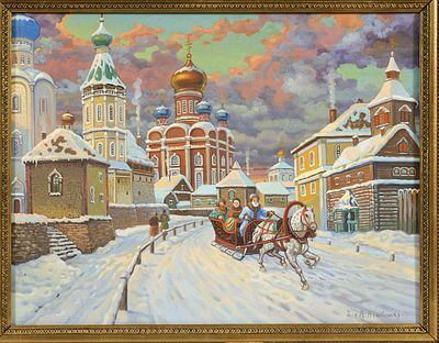 BRAILOVSKIJ Leonid (1867-1937) 
BRAILOVSKAJA Rimma (1877-1959) 
Hiver &agrave; Moscou 
Huile sur toile 