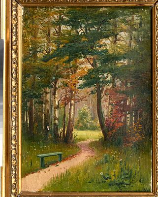VORONKOV Vassili (1859- ?)
Paysage de for&ecirc;t
Huile sur toile
Sign&eacute; en bas &agrave; droit
31 x 22 cm 