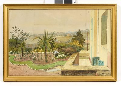 BENOIS Albert (1852-1936)
Paysage d’&eacute;t&eacute; sur C&ocirc;te d’Azur
Aquarelle sur papier
Sign&eacute; en bas &agrave; 