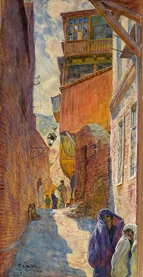 LANCERAY Eug&egrave;ne (1875-1946)
Ruelle du vieux Tiflis, 1922
Tempera et aquarelle sur papier
Sign&eacute; 