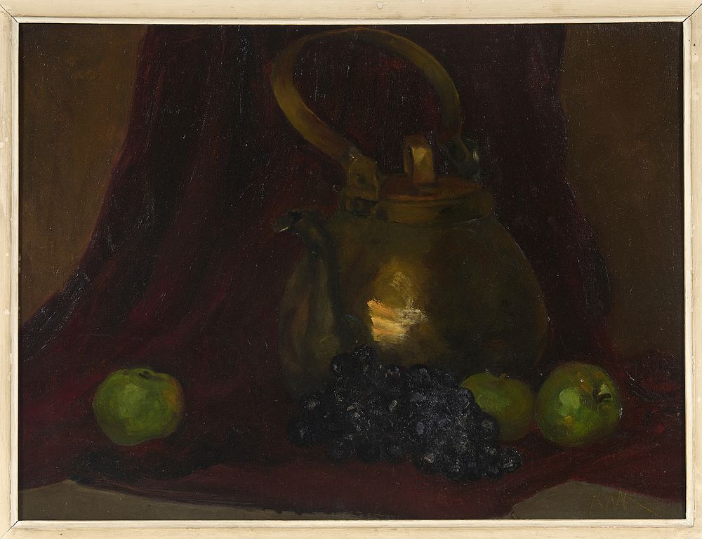 RIABOUCHINSKY Maria (1910-1939)
Nature morte avec une th&eacute;i&egrave;re
Huile sur toile (mont&eacute;e sur 