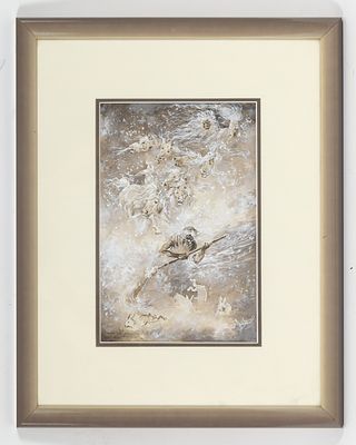 TZEYTLINE L&eacute;on (1885-1962)
Sc&egrave;ne fantastique
Aquarelle et gouache sur papier
Sign&eacute; en bas &agrave; 