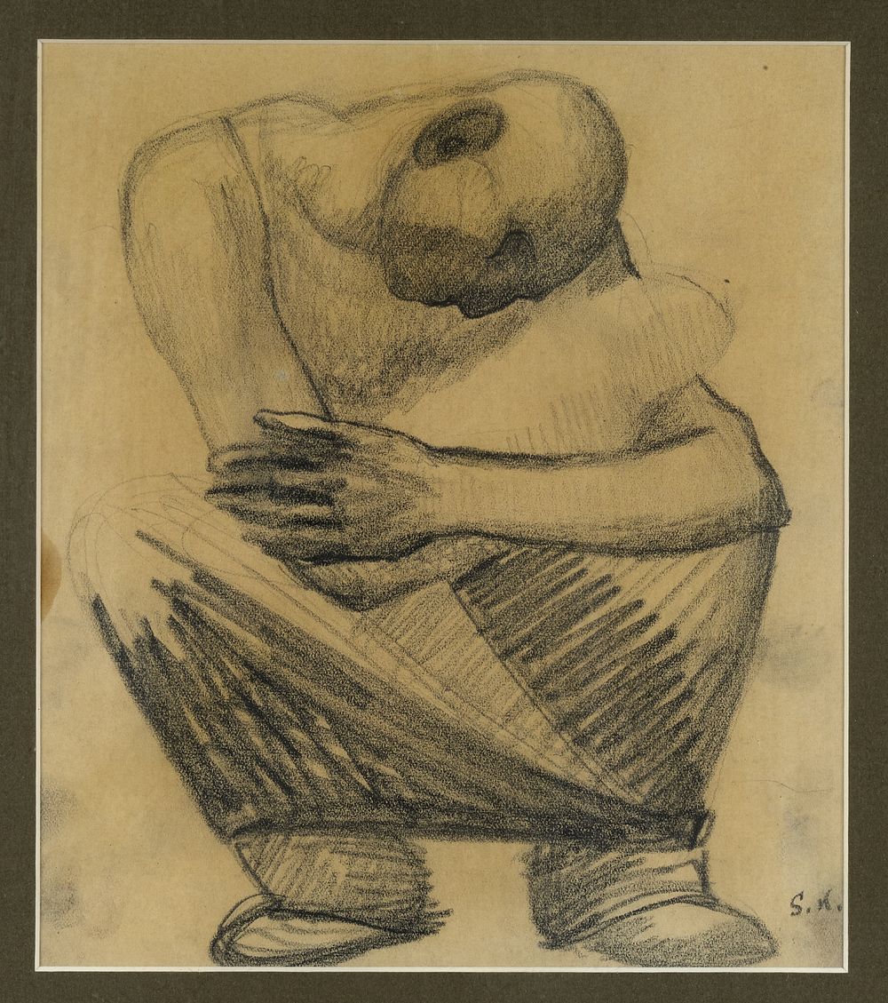 KOLTSOV Sergey (1862-1951)
Homme assis
Crayon sur papier
Monogramm&eacute; &laquo; S.K. &raquo; en bas &agrave; droite. 