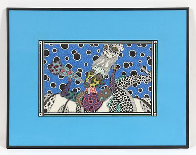 MOLOTCHNIKOW Mikhail (1963)
Fantaisie en bleu, 1995
Tempera sur papier
Sign&eacute; et dat&eacute; &laquo; 1992 &raquo; 