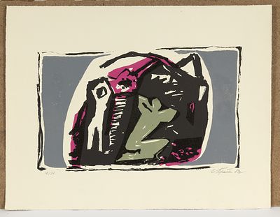 PREIS Elena (1938)
Abstraction avec deux personnages, 1989
Technique mixte sur papier
Sign&eacute; et 
