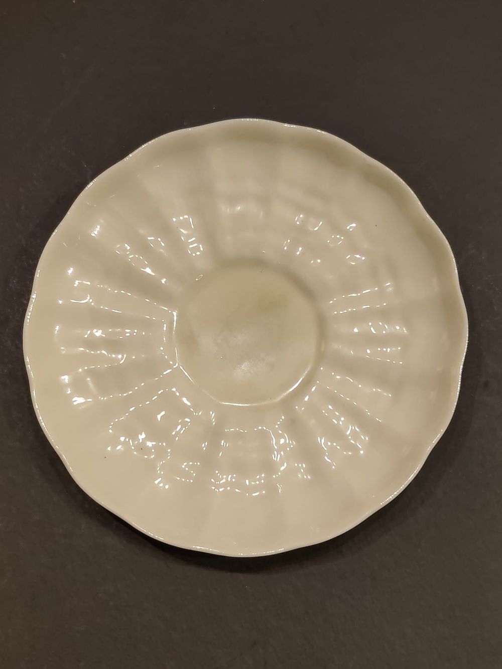 Belleek saucer 2. Neptune Shell pattern. 5th period. Green Mark (1955-1965). Diameter: 4,2" / 