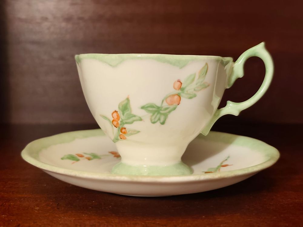 Vintage bone china tea-cup with saucer.