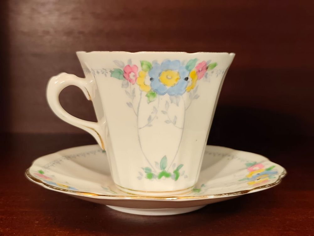Vintage Plant Ceramics Tuscan bone china tea-cup with saucer.