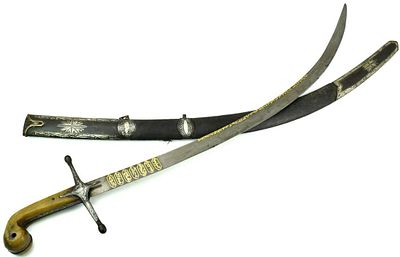 18-19в. Великолепная турецкая БУЛАТНАЯ САБЛЯ. Шамшир. Золотая насечка. Великолепная турецкая 