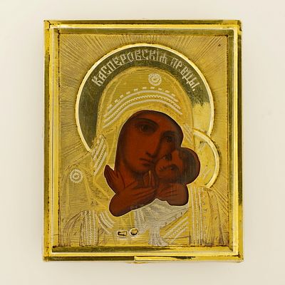 1908-1917 Касперовская Икона Богородицы. Серебро 84. Родной киот. Очень красивая Касперовская 