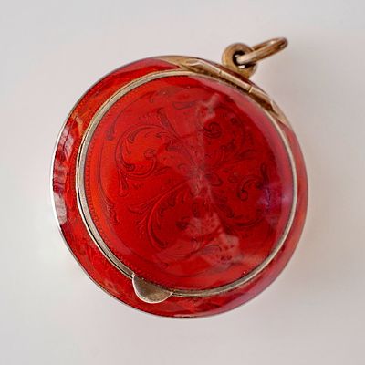 1908-1917гг. Кулон таблетница, мушница, Серебро 84. Рубиновая эмаль!. Шикарный дамский аксессуар 