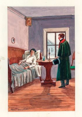 Игнатьев Ю.М. Визит. Иллюстрация к книге В. Соллогуба "Избранная проза" Москва : Правда, 1983 