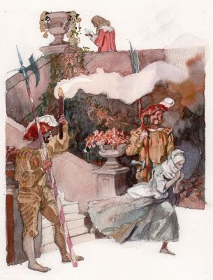 Иткин А.З. Вариант иллюстрация к сказке Ш. Перро "Золушка", 1994 г. Бумага, акварель. 26х21 см. 