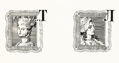 Иткин А.З. Дама-Т и дама-Л буквицы к Ш. Де Лакло "Опасные связи". Бумага, тушь, перо. 18,6х23,4 