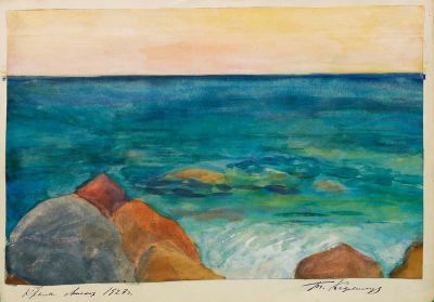 Кафенгауз Т.А. Крым. Мисхор. 1927 г. Бумага, акварель, белила. 25,4х38,5 см Наклеена на бумагу 