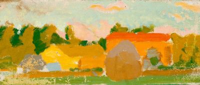 Костенко К.Е. Летний пейзаж. 1910-е г. Холст, масло.12,5х29,5 см. Очень хорошая сохранность. Кос 