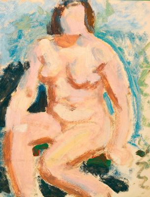 Костенко К.Е. Модель 1918 г. Бумага, масло. 21х16,8 см. В верхнем правом углу след от кнопки. 