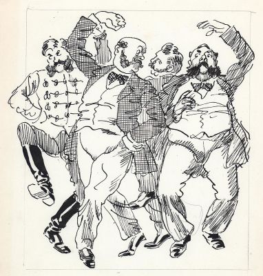 Кузьмин Н.В. Пляска. Иллюстрация к С.Н. Терпсихорову (С. Астапову) Оскудение в 2-х т. 