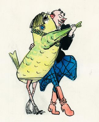 Каневский А.М. Танец. Иллюстрация. Бумага, акварель, тушь, перо. 29,8х24,4 см. Отличная сохранность.