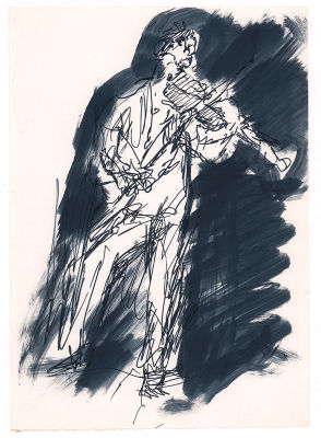 Фонвизин А.В. Скрипач. 1950-е гг. Бумага, тушь, перо. Лист 21,7х15,5 см. Хорошая сохранность. 