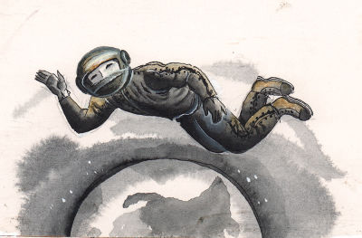 Халилов Ф. Космонавт. Оригинал иллюстрации к сборнику стихов "Звонкое детство", Москва, - 