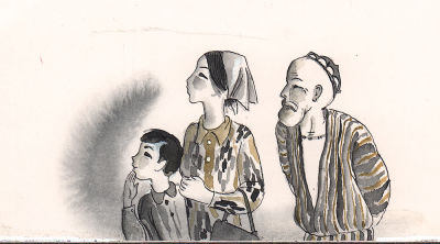 Халилов Ф. Семья. Оригинал иллюстрации к сборнику стихов "Звонкое детство", Москва, - Детская 