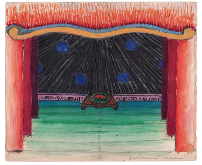 Шапшал Ф. Красный мак. Эскиз театральной декорации к балету Рейнгольда Глиэра "Красный мак". 