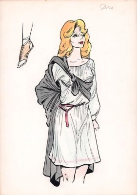 Шахгельдян А.А. Дочь (поворот вправо). Эскиз театрального костюма. 1980-е гг. Бумага, тушь 
