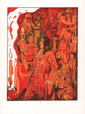 Юдин В.В. За здравие!. Иллюстрация к историческому роману И. Лажечникова "Ледяной дом". 1990 г. 