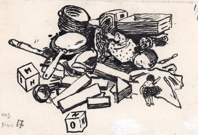 Яблонская Е.Н. Игрушки. Иллюстрация к книге Н. Забила "Катруся уже большая" М. "Детская 