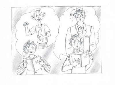 Почтенная К.О. Чтение. Иллюстрация к книге "Большая хрестоматия веселых историй". М.: АСТ 