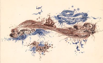 Добрицын А.И. Парусник и чайки. Форзац к книге "Море". Сборник / Сост. и авт. вступ. ст. Н. 