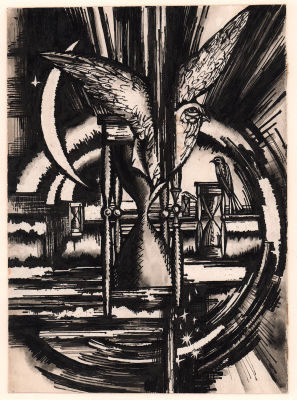 Добрицын А.И. Птица. Оригинал иллюстрации к книге Я. Петерс "Стихотворения". Москва : Сов. 