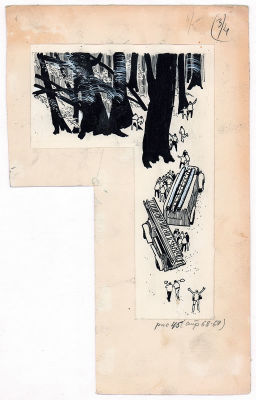 Жутовский Б.И. Лесозаготовки. Оригинал иллюстрации к книге Е. Велтистова "Приключения на дне 