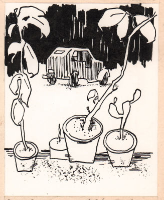 Жутовский Б.И. Машина за окном. Оригинал иллюстрации к книге Велтистова Е. "Приключения на дне 