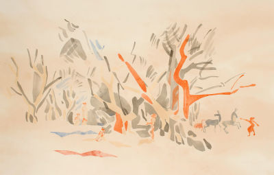 Митурич М.П. Вариант иллюстрации (2) к поэме Гомера "Одиссея". 1980-е гг. Тонированная 