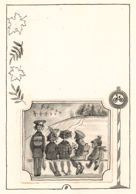 Александрова Г., Скориков А. Урок листопада. Макет страницы к книге В. Берестова "Нофелет" 