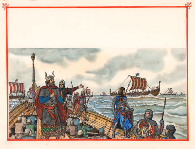 Алексеев В.Ф. На корабле. Оригинал иллюстрации к книге Б. Алмазова "Святой благоверный князь 