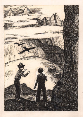 Андреев О.А. В горах. Оригинал иллюстрации к книге М. Мураталиева "Теплота", Москва : Дет. лит. 