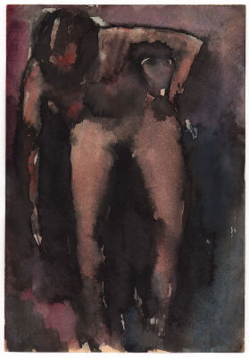 Батынков К.А. Обнаженная. Двусторонняя работа. 2004 г. Бумага, акварель. Лист 29,5х20,5 см. В 