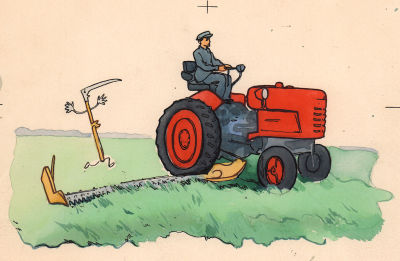Бирюков Л.Д. На тракторе. Оригинал иллюстрации к книге "Три друга". Москва : - Детгиз, 1960. 