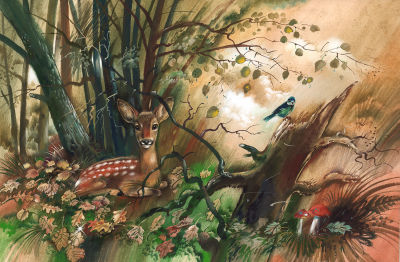 Борисов А.А. Отдых Бемби. Оригинал иллюстрации к книге Ф. Зальтена "Бемби". Москва : Тропа 