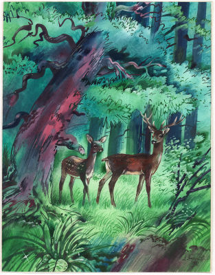 Борисов А.А. Родители Бемби. Оригинал иллюстрации к книге Ф. Зальтена "Бемби". Москва : Тропа 