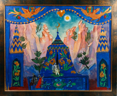 Севастьянов И.В. Шатер царицы. Эскиз декорации к спектаклю "Золотой петушок" 1960-е гг. Бумага 