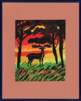 Дувидов В.А. Эскиз иллюстрации к книге Ф. Зальтена "Бемби". 1980-90-е гг. Не издано. Бумага 