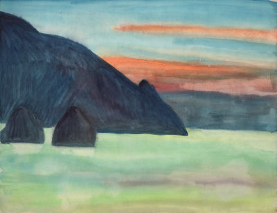 Дувидов В.А. Закат. Бумага, акварель. 1970-е гг. Лист 35,7х46 см. От наследников художника. Дуви 