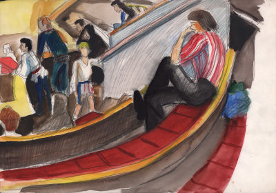 Дувидов В.А. В цирке на репетиции. Бумага, карандаш, акварель. 1970-е гг. Лист 29,5х42 см. От 