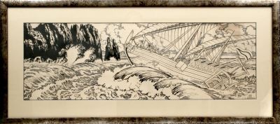 Билибин И.Я. Синдбад-мореход. 1932 г. Бумага, литография. 29,3х88,7 см в свету, рама 48х106,5 