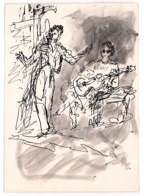 Фонвизин А.В. Выступление. 1950-е гг. Бумага, тушь, перо. Лист 22х15,5 см. От наследников художника.