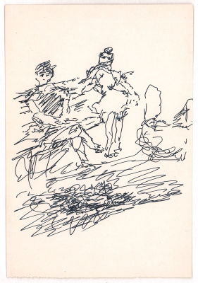 Фонвизин А.В. В сквере. 1950-е гг. Бумага, тушь, перо. Лист 22,3х15,3 см. От наследников художника.